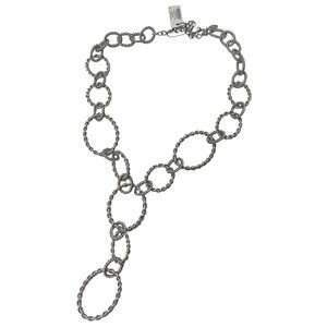 Chanele Silver Tone Twisted Rope Multi Link Y-Necklace Statement Lariat New